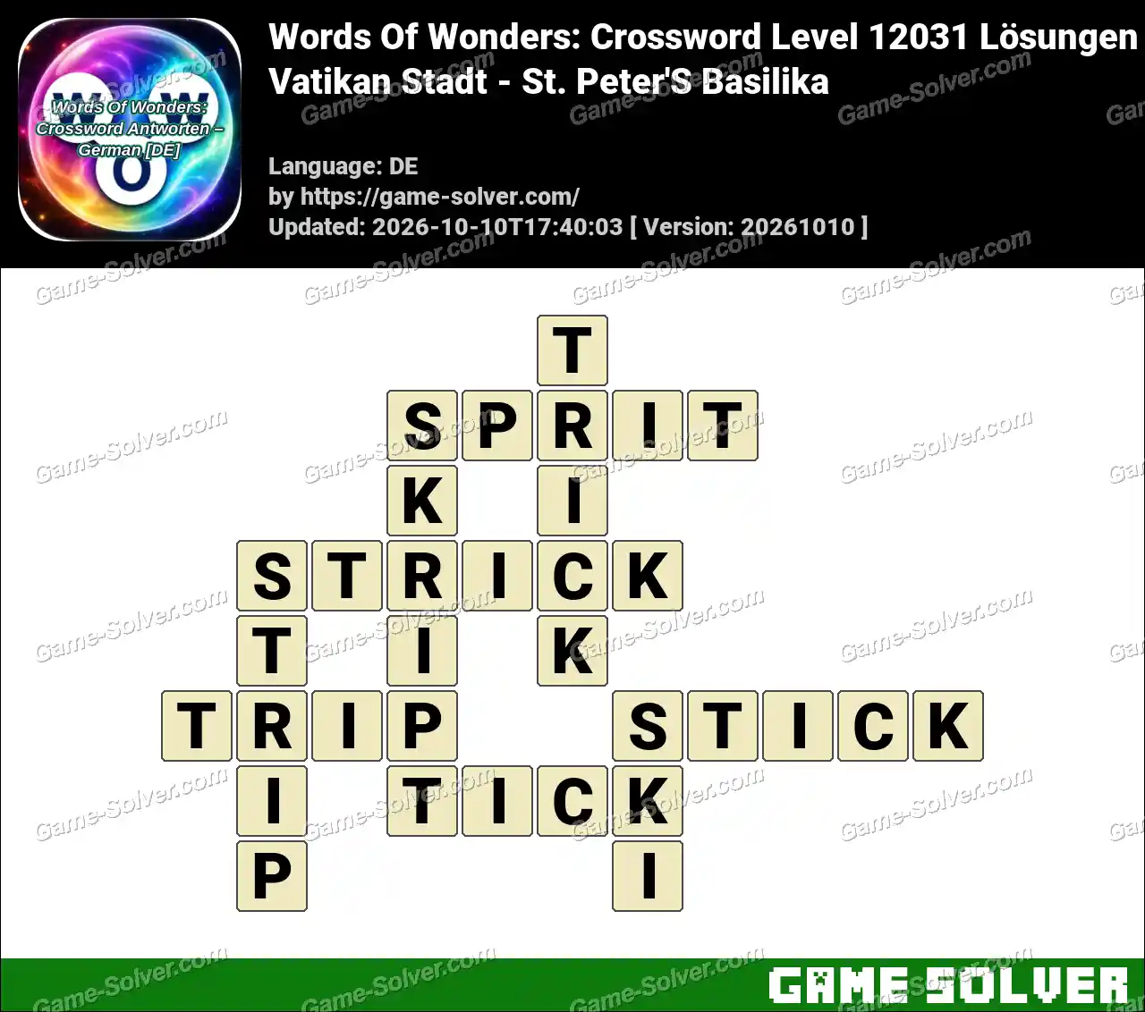 Words Of Wonders: Crossword Level 12031 Lösungen – Vatikan Stadt – St. Peter’S Basilika